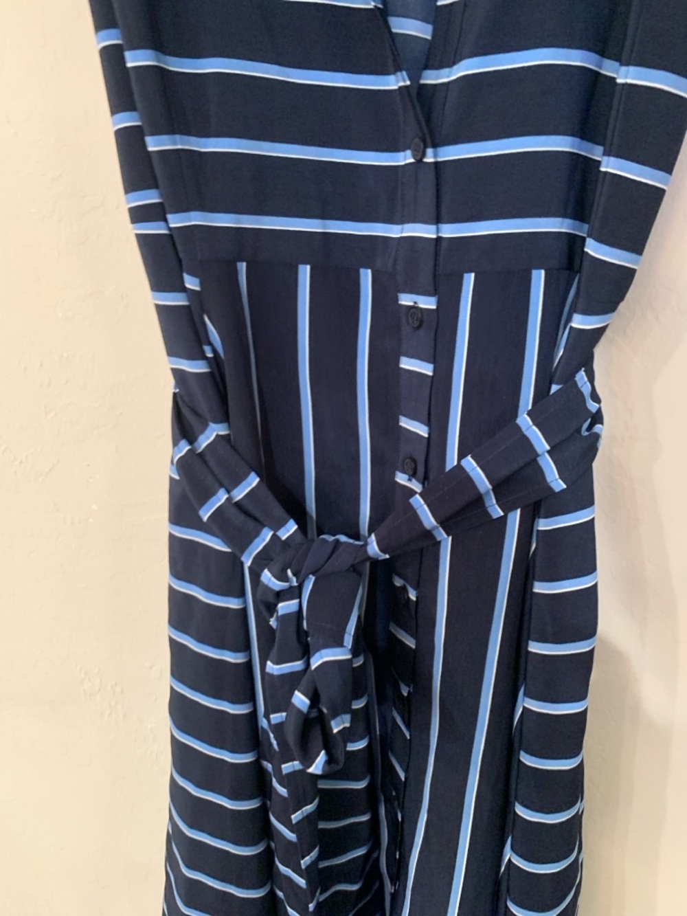 Tommy Hilfiger Navy and Light Blue Striped Sleeveless Shirt Dress XL NWT - Picture 3 of 4
